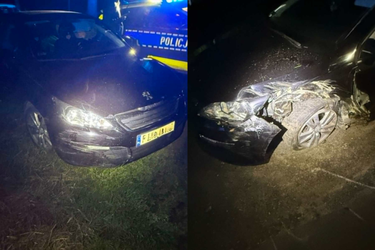 Pościg ulicami Gostynia. Pijany kierowca rozbił Peugeota na drzewie